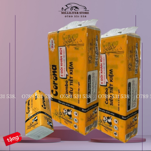 Combo 10 gói tặng 1 giấy rút co.ro.na 3 lớp 500 tờ