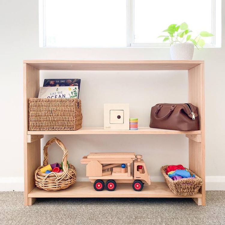 Benrikids natural pine wood study room decoration baby toy bookshelf size