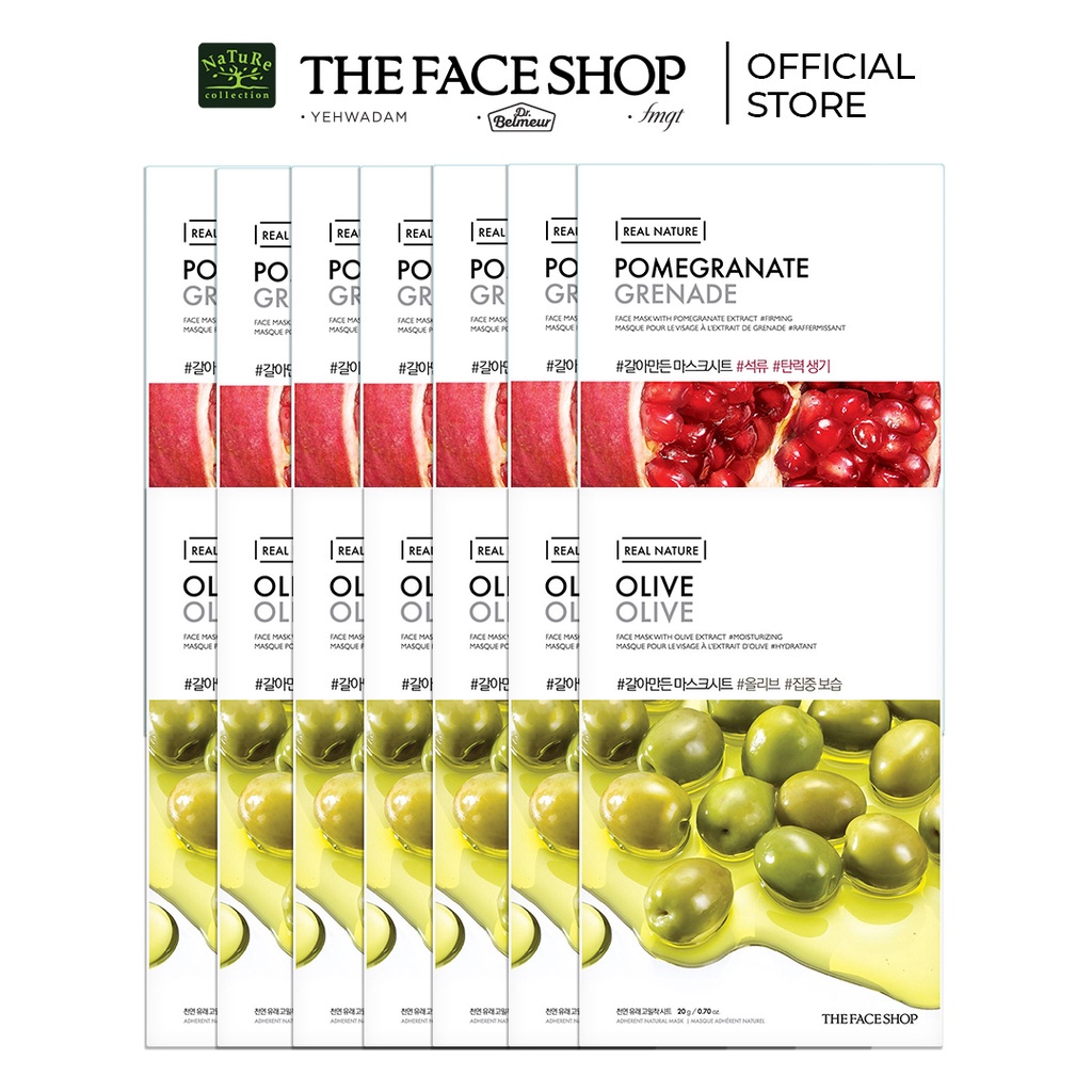 Combo 14 miếng mặt nạ chống oxy hóa cấp ẩm thefaceshop real nature 20gx14