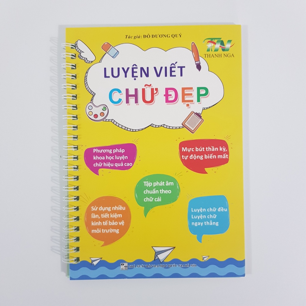 Combo 3 Tập viết TỰ XÓA nét LÕM kèm bút tự bay màu cho bé luyện dễ dàng