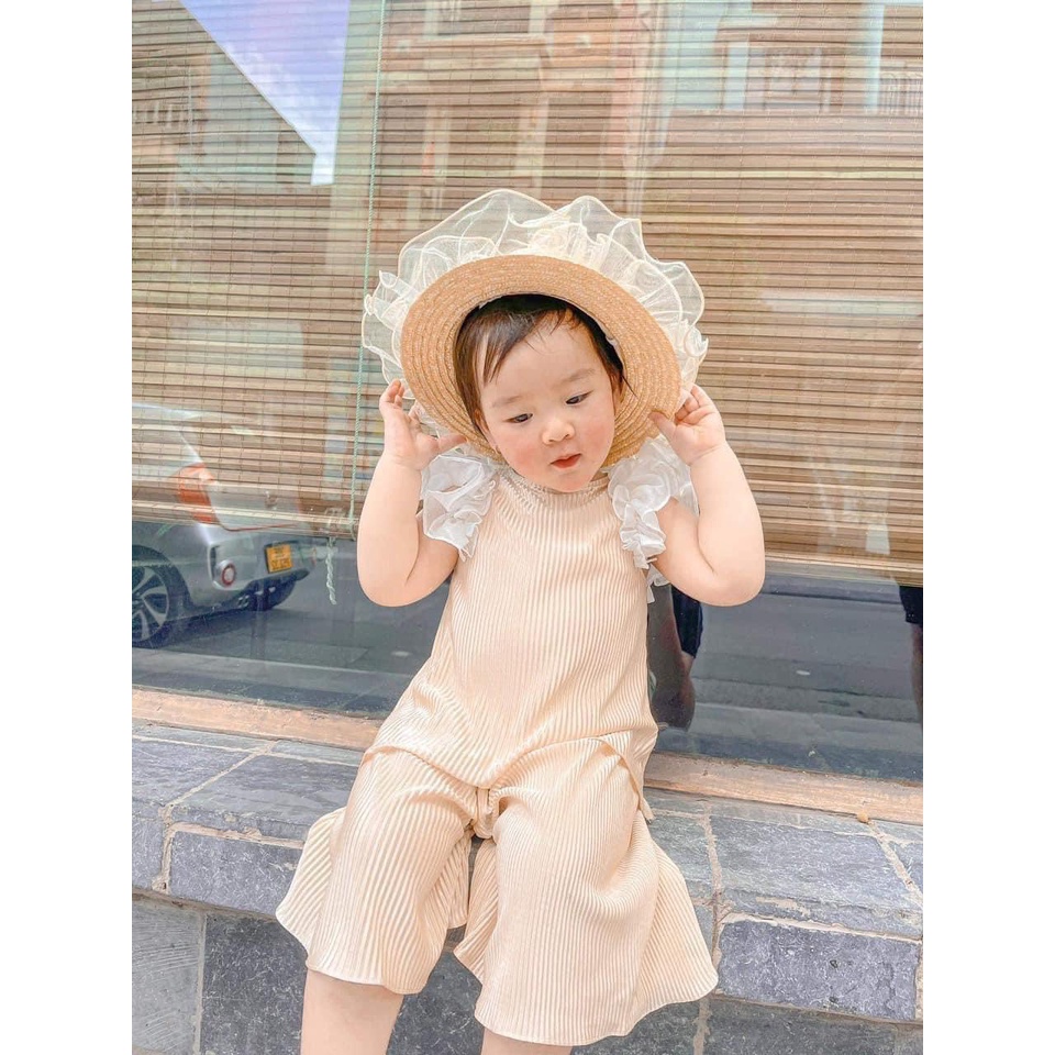 Bộ dập ly quần xuông tay bèo bé gái