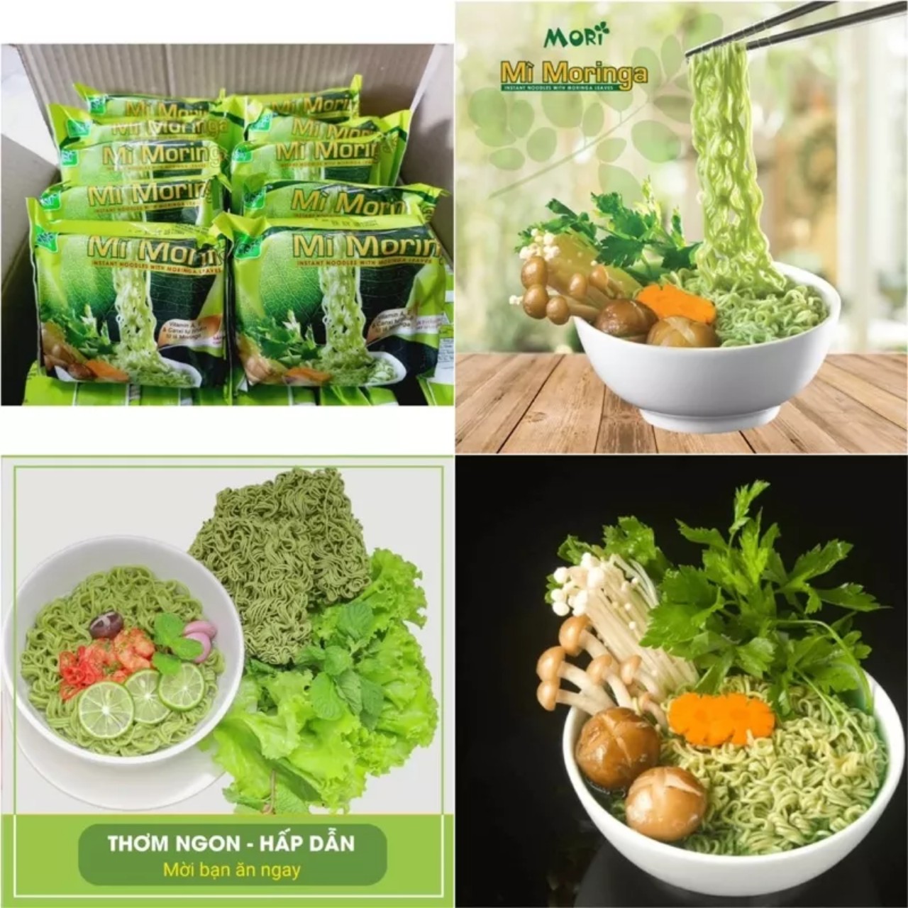 nguyên thùng Mì chùm ngây MORINGa ( 30 gói ) ăn chay ăn kiêng không lo nóng .