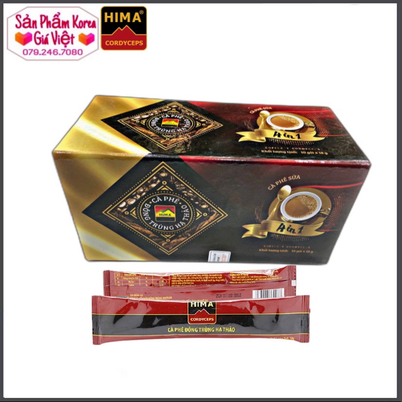 Hộp Cà Phê Sữa Đông Trùng Hạ Thảo 4 in 1 (18g x 10 gói)