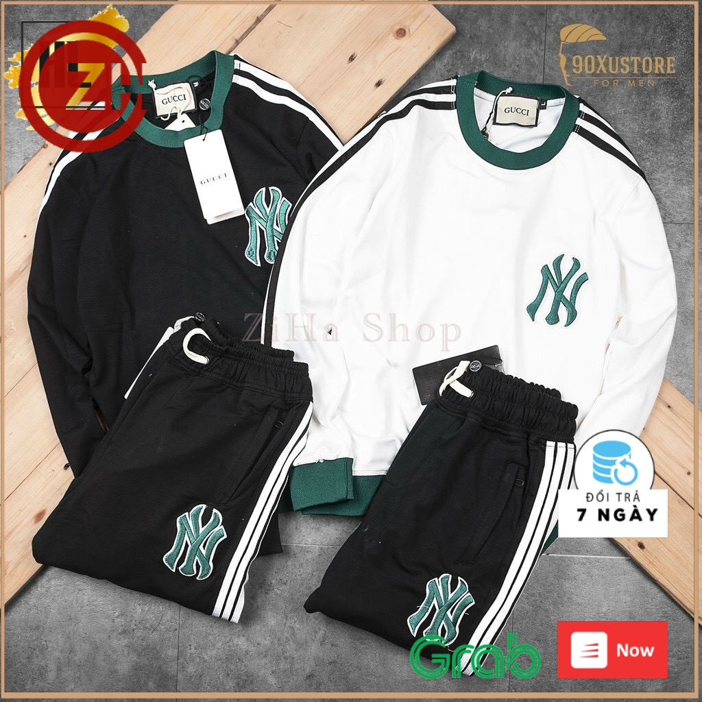Đồ bộ nam, bộ nỉ nam thu đông, bộ nỉ nam dài tay ny cổ xanh- hàng xịn - ziha shop