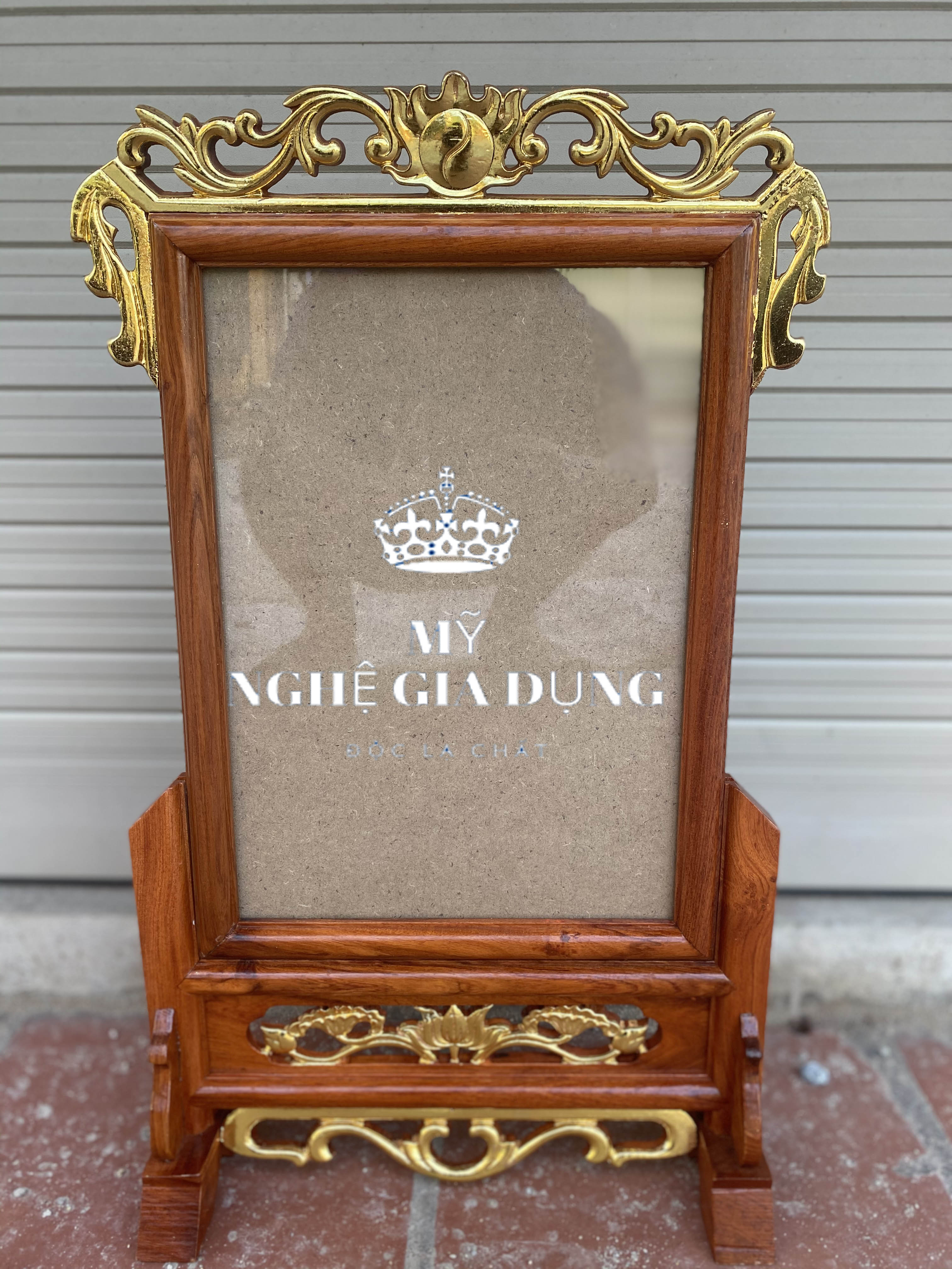 Khung ảnh thờ đơn rát vàng,Khung hình thờ hoa lá tây vàng 5 cỡ ảnh