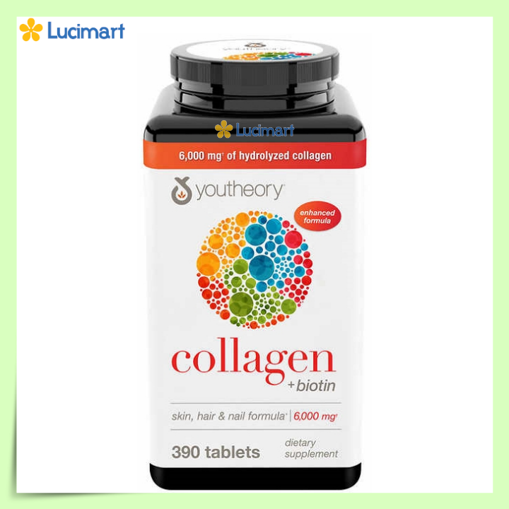 [HCM]40% OFF Viên uống chống lão hoá Collagen+Biotin Youtheory type 1 2 & 3 [Hàng Mỹ, hạn dùng 11/2023]