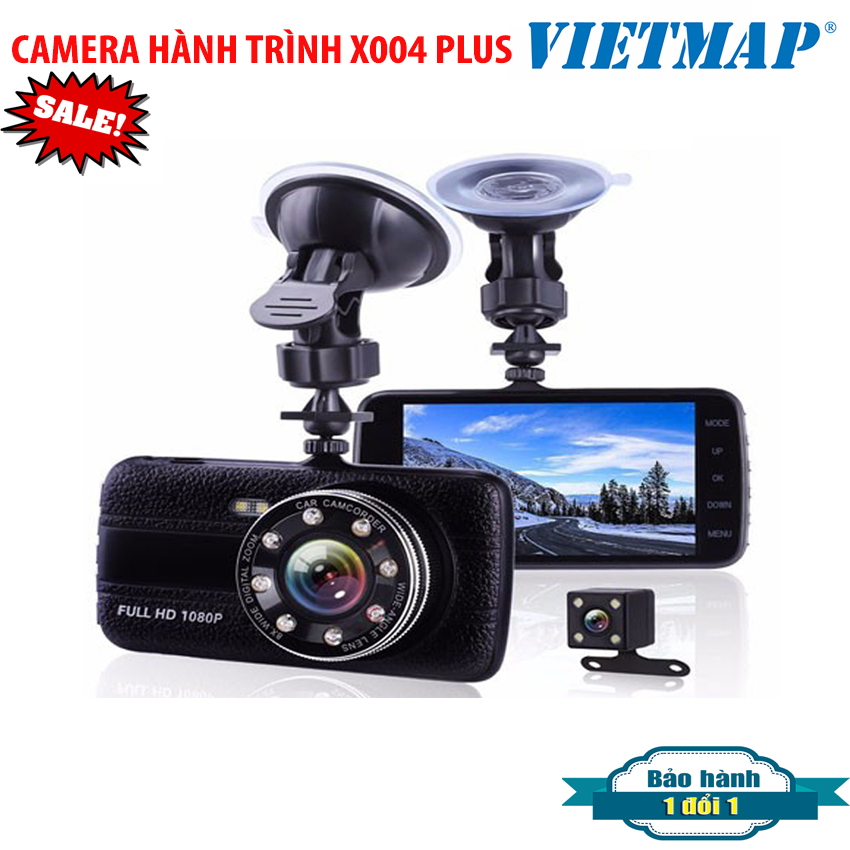 [ VIET MAP ] Camera Hành Trình X004 Cao Cấp - Fullhd 1080p - (Ghi Hình Trước Sau)  Độ Phân Giải Cao Có Camera Lùi GÓC QUAY 170° Cực Rộng  Hỗ Trợ Thẻ Nhớ Lên Đến 32Gb Lưu Trữ 30 ngày Có Đèn Flash  Bảo hành 12 tháng