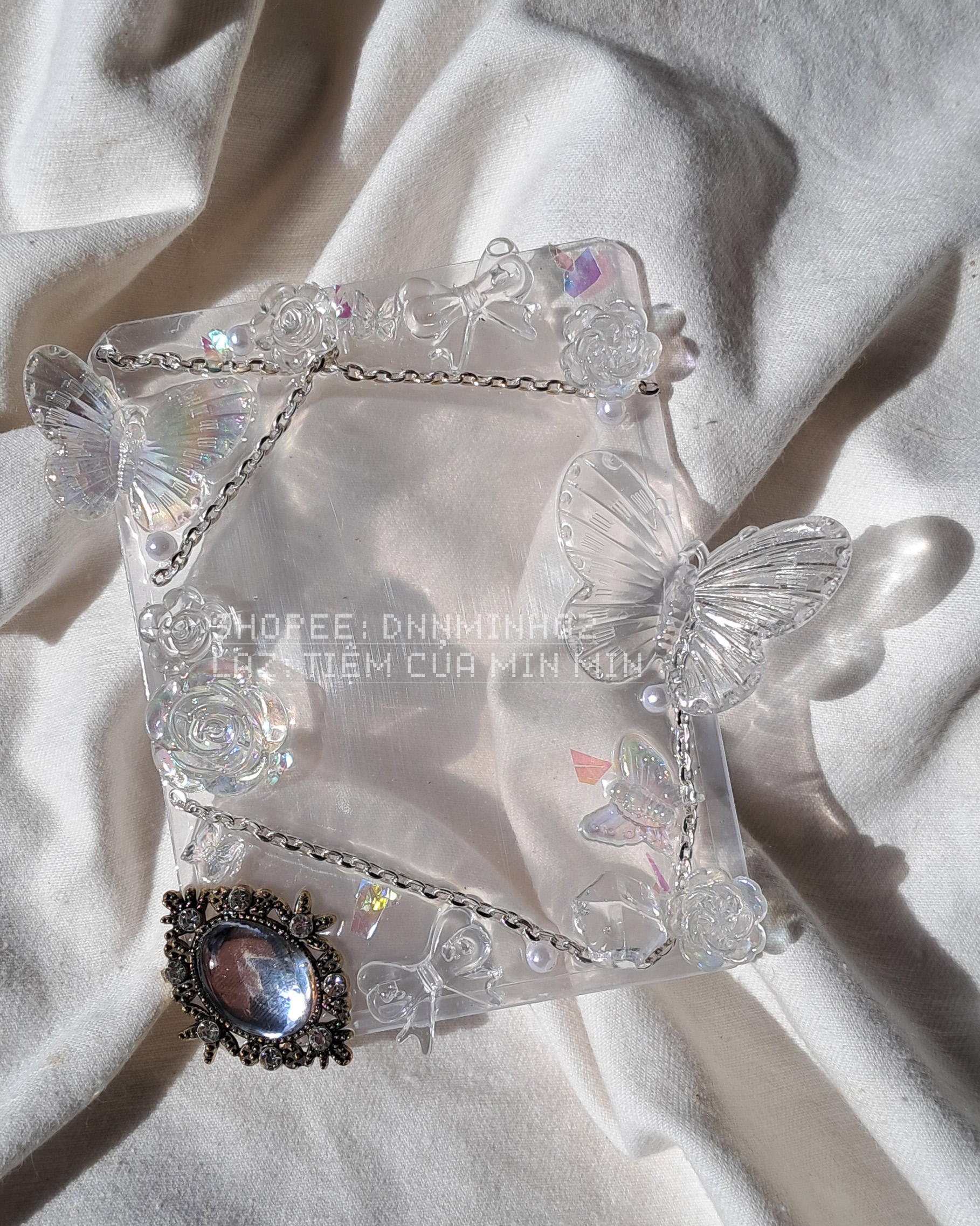 Toploader decor handmade transparent & grey.