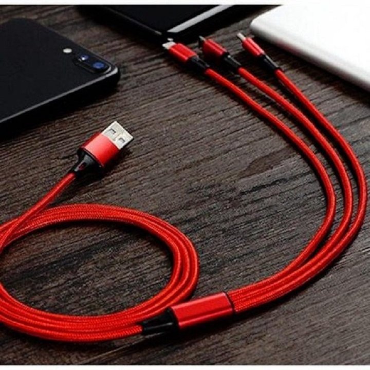 Dây Sạc điện thoại 3 in 1 Đầu Bọc Dù Dây dù đa năng có sẵn 3 đầu sạc tiện lợi