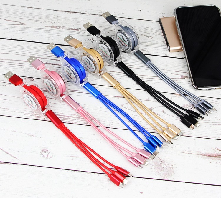 [HCM]BỘ CÁP SẠC 3 ĐẦU DÂY KÉO GIÚP KÉO RÚT CỰC DỄ DÀNG - TƯƠNG THÍCH VỚI TẤT CẢ CÁC DÒNG ĐIỆN THOẠI CỔNG MICRO TYPE C LINGHTNING- DÂY CÁP HỖ TRỢ SẠC NHANH TIỆN LỢI CỰC KỲ TIỆN DỤNG