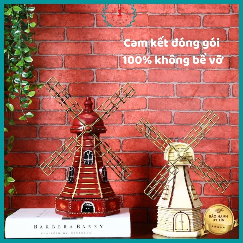 Tượng decor trang trí Mô hình cối xay gió trang trí nhà cửa bàn làm việc có ngăn tiết kiệm tiền kích thước chiều cao 30Cm chất liệu kim loại  đem lại may mắn giảm stress  Cam kết đóng gói không bể vỡ , Qbinshop