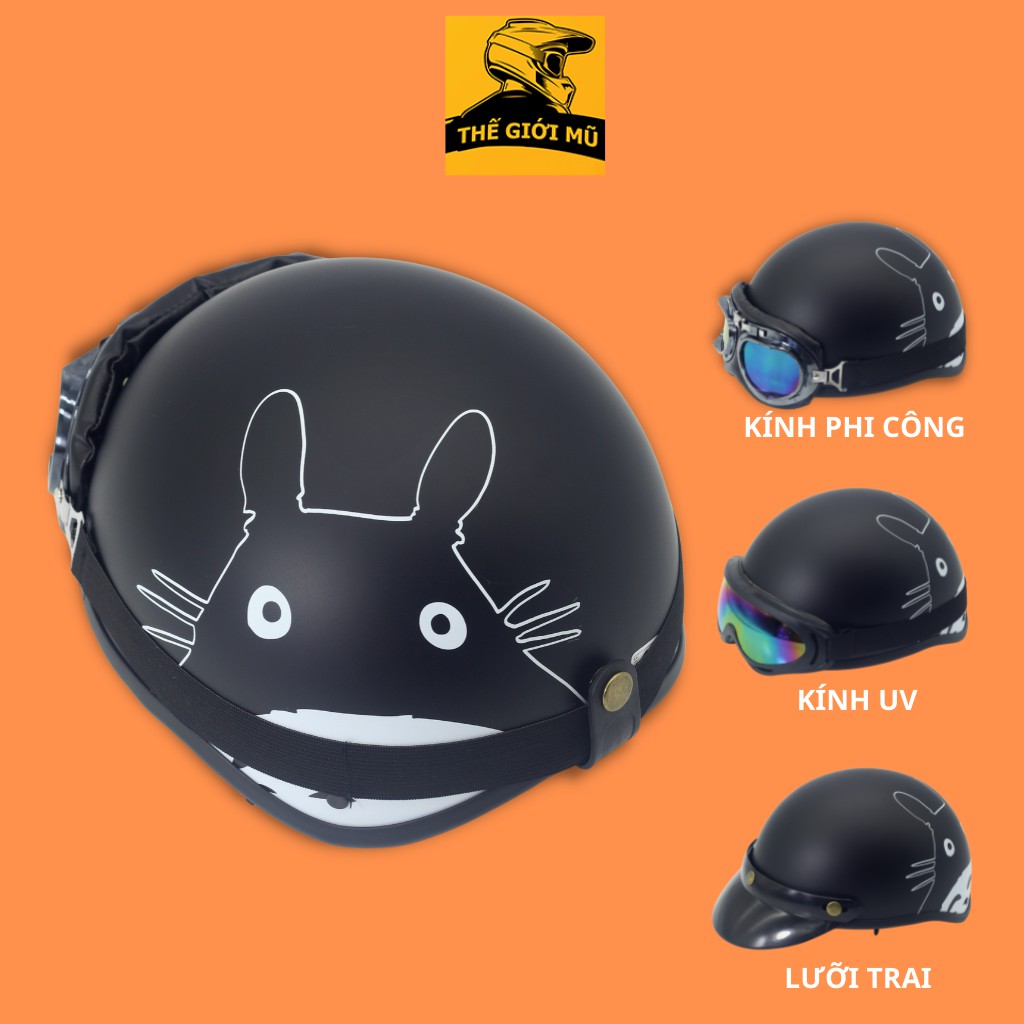 Mũ Bảo Hiểm Nửa Đầu In Hình Totoro Màu Đen_Nón Bảo Hiểm Thời Trang Cute  Nhất,Thế Giới Nón | Lazada.Vn