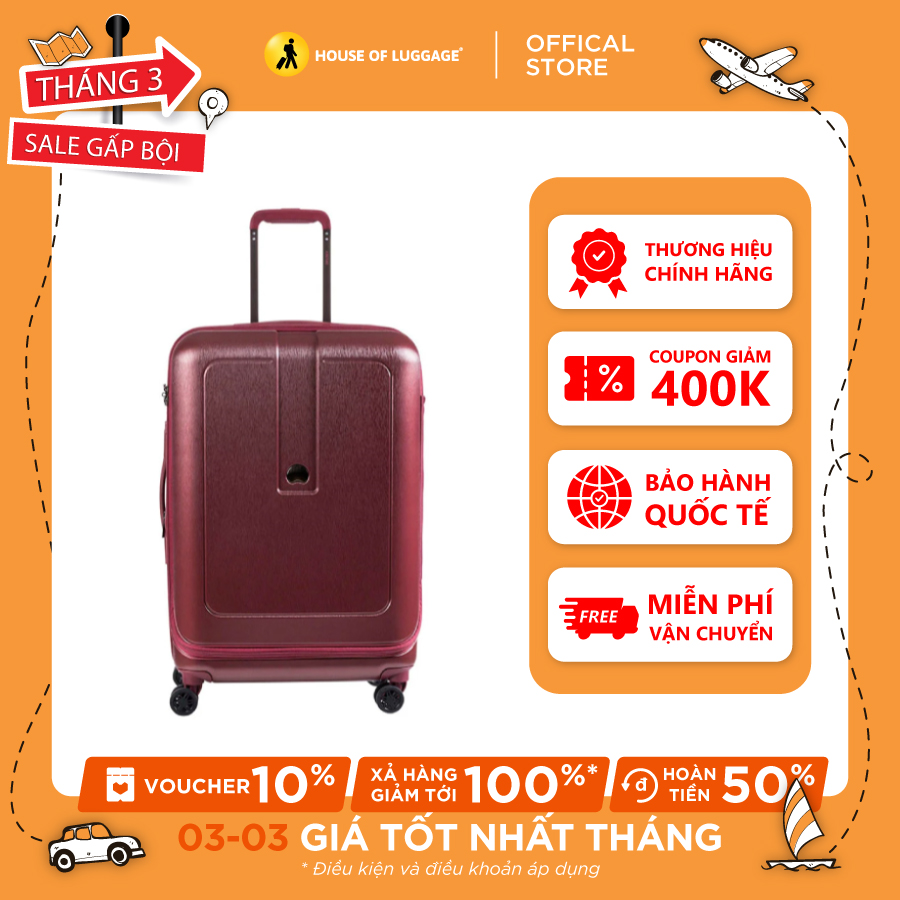 Vali kéo Grenelle Trung 69cm/25inch TSA DELSEY: Vali kéo thương hiệu Pháp Lớp lót có thể tháo rời và giặt được bằng máy Ngăn phía trước dễ dàng truy cập