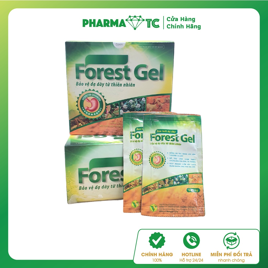 Forest Gel, giúp giảm đau dạ dày, trào ngược dạ dày, làm lành vết loét dạ dày - Hộp 20 gói 12g - PharmaOTC