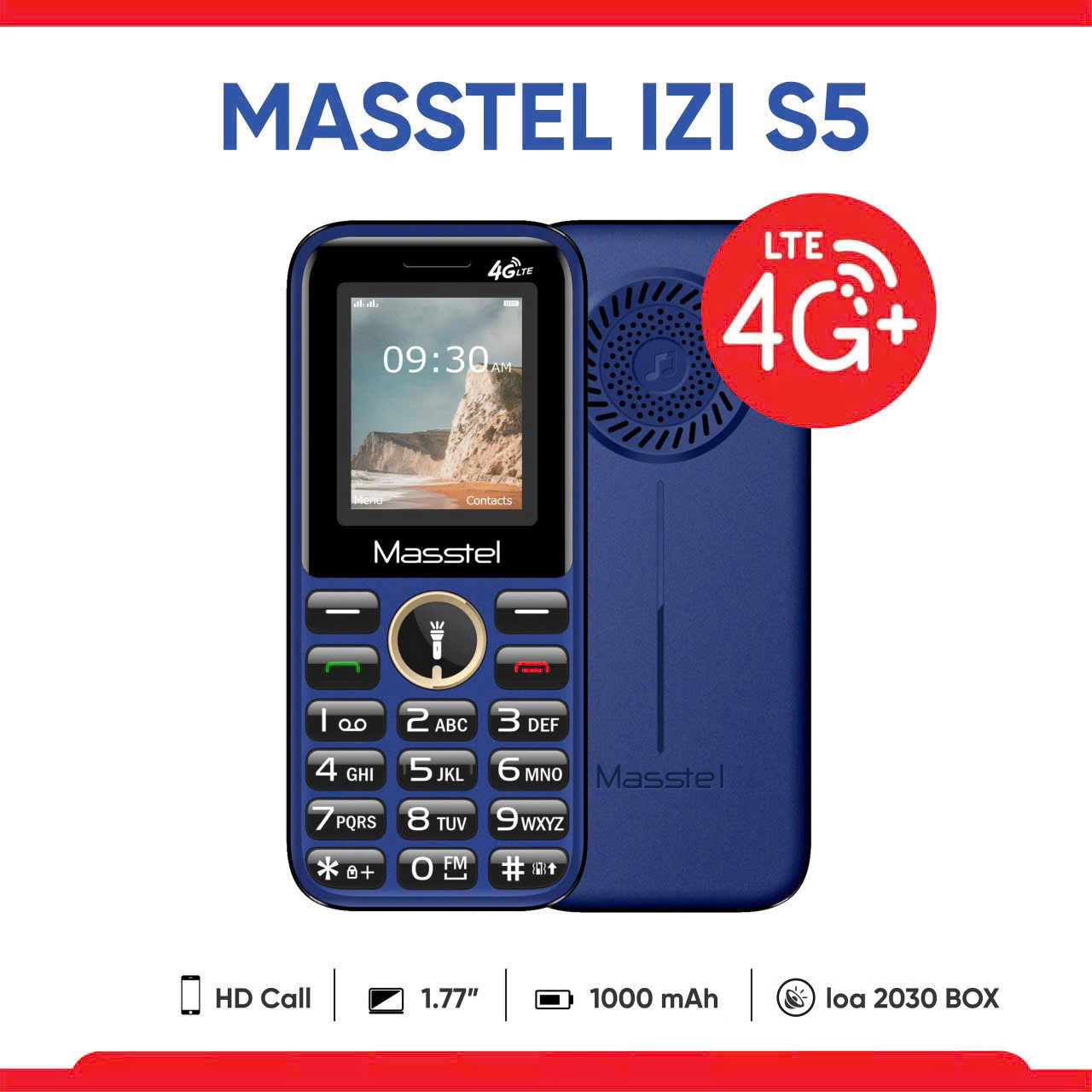 Điện Thoại 4G Masstel izi S5 - Hỗ Trợ tất cả các nhà mạng,có 3G,4G, 2 SIM,Dễ Dùng Cho Người Lớn Tuổi