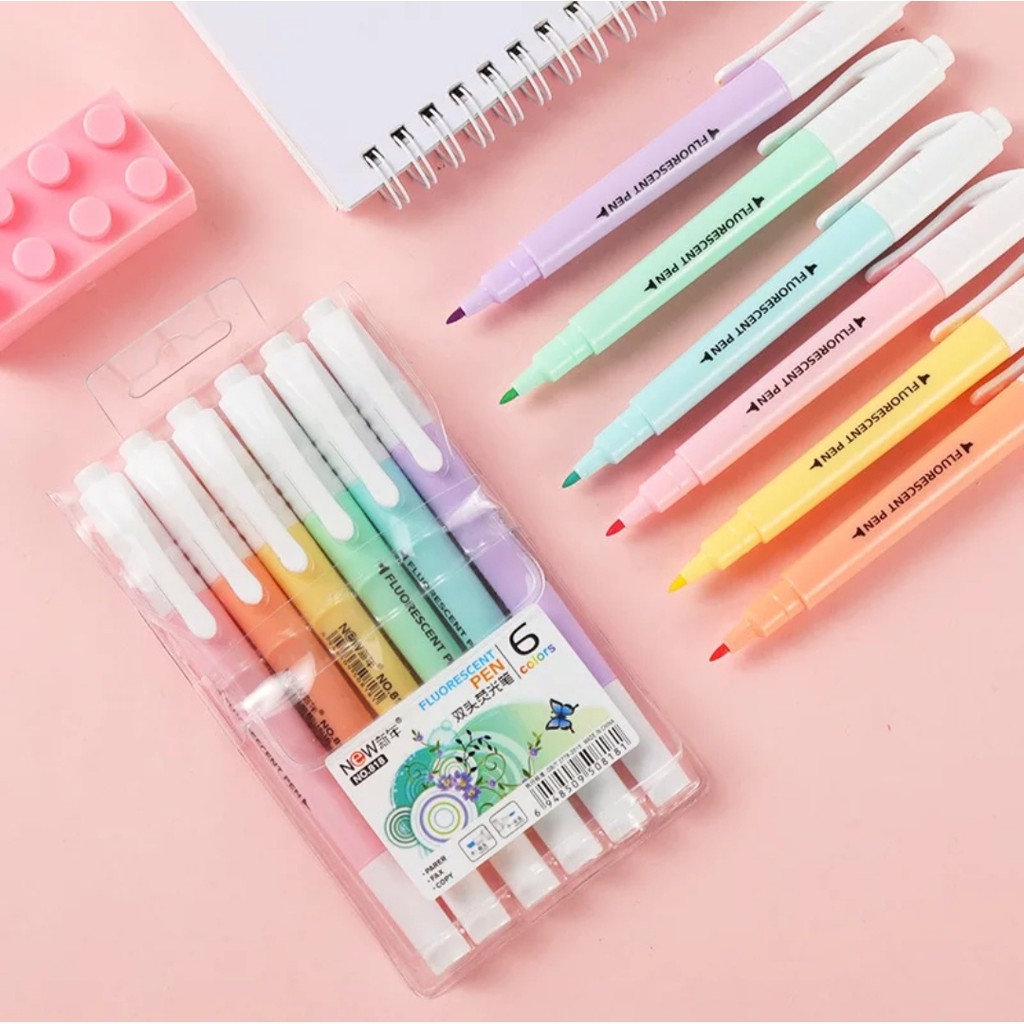 Bút dạ quang pastel new fluorescent 6 màu no.818