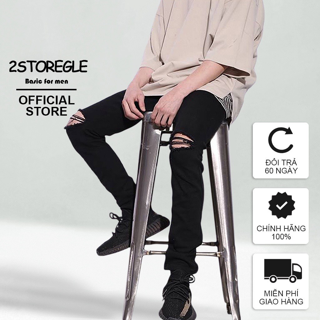 Quần jean nam 01dr đen rách - quần jeans nam co giãn - quần bò nam thời trang basic - 020303
