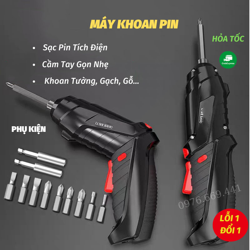 Máy khoan cầm tay máy khoan pin bắt vít đa năng dùng pin asaki