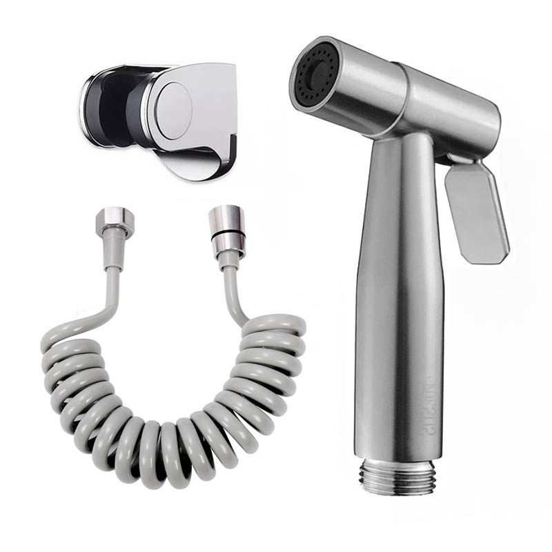 Bộ vòi xịt vệ sinh, vòi nước toilet VHX1 áp lực cao kèm dây inox 304 chống xoắn dài 1.5m và giá đỡ không cần khoan tường