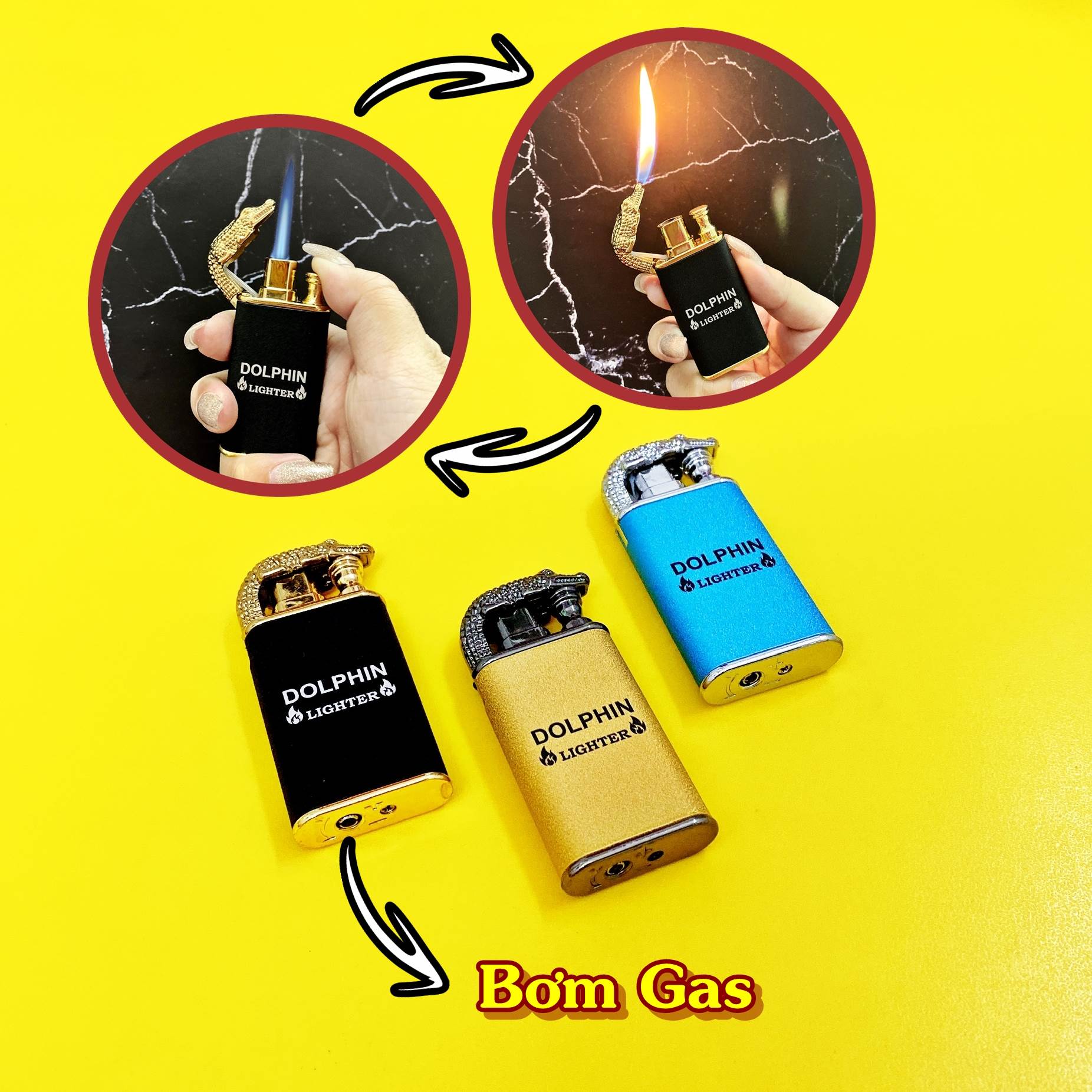 Hột quẹt dolphin 2 lửa hình cá sấu giá rẻ