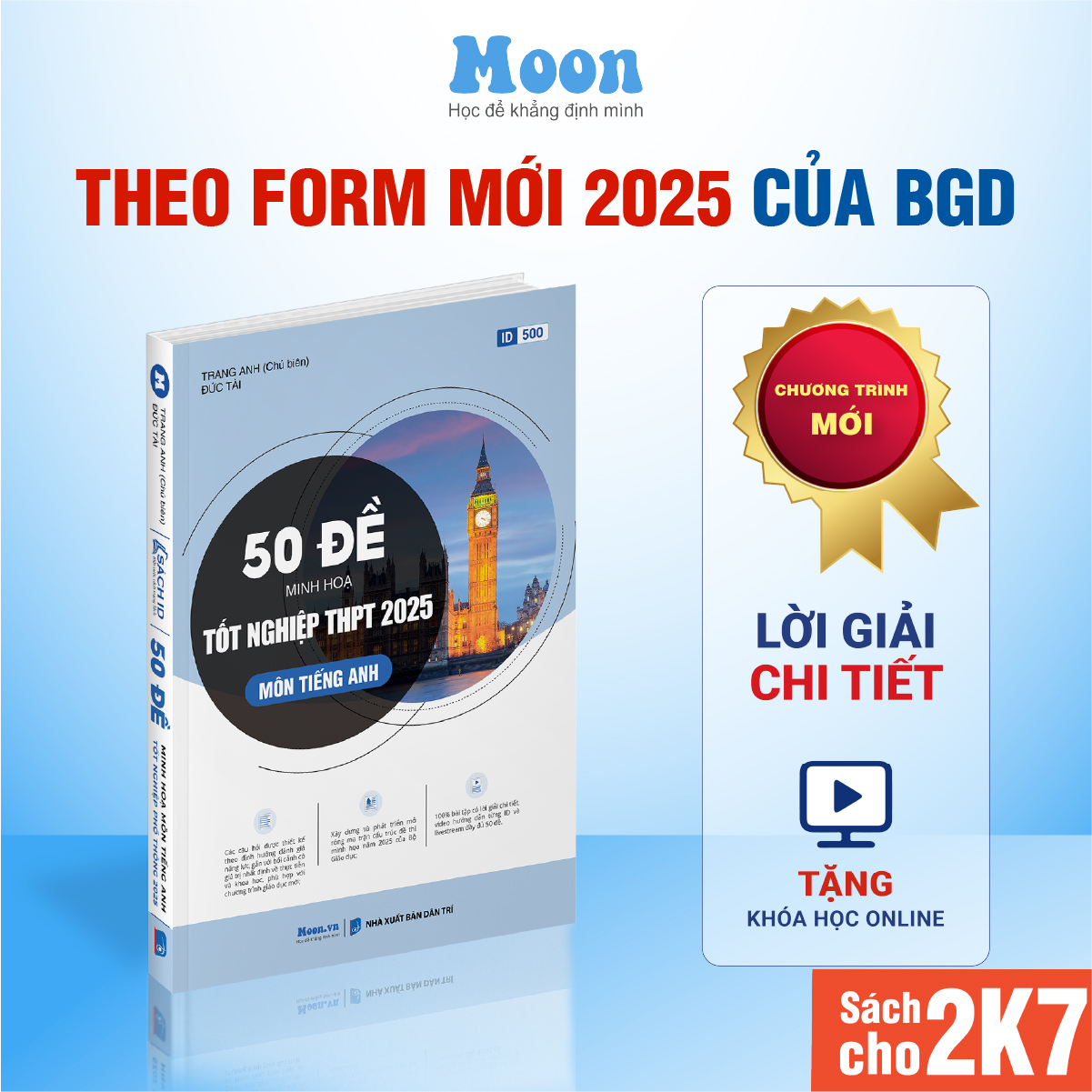 Bộ đề minh họa 2025 môn Tiếng Anh cô Trang Anh, Sách ID luyện đề thi trắc nghiệm tnpt quốc gia moonbook