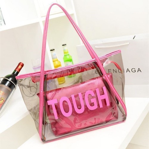 Túi Xách Nữ Đeo Vai, Nhựa PVC Trong Suốt, Kèm Túi Nhỏ Bên Trong