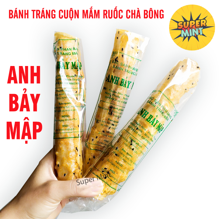 [Combo 10] Bánh tráng nướng cuốn mắm ruốc chà bông tép đặc sản Phan Rang - Anh Bảy Mập - Chỉ mắm ruốc Hân Trang - món ăn vặt ngon - SuperMint
