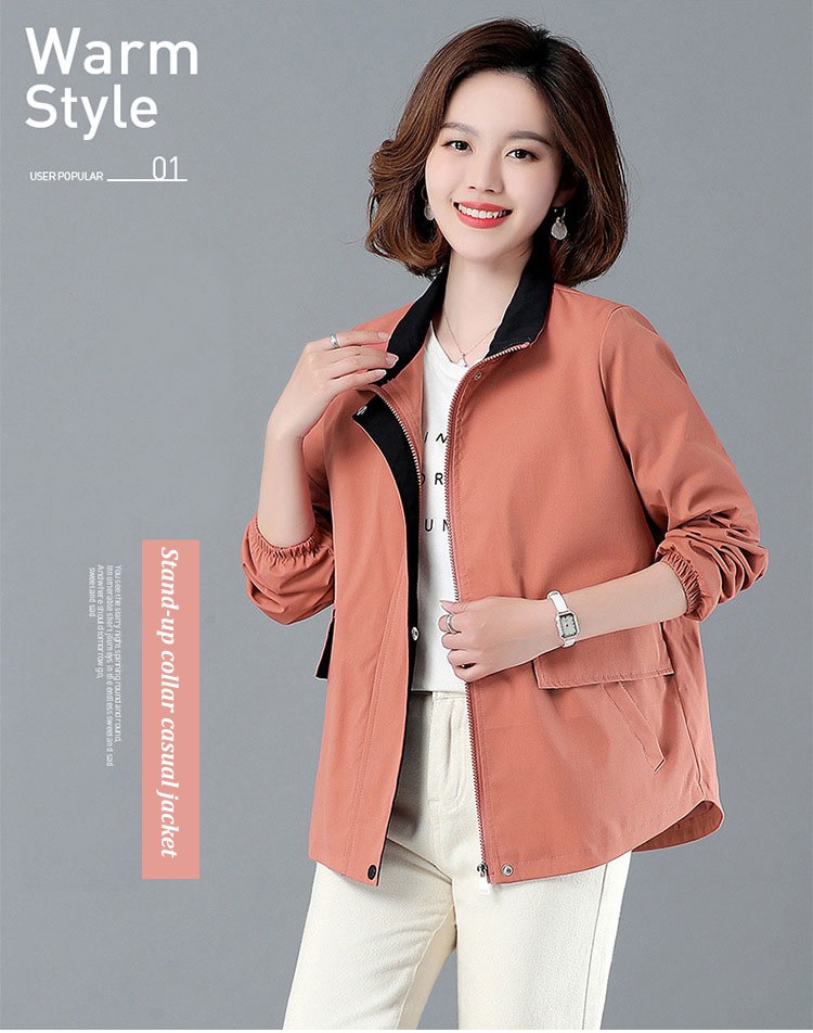 Women's Thin Fashionable Sports Casual Jacket Loose Jacket Stand Collar Casual Jacket