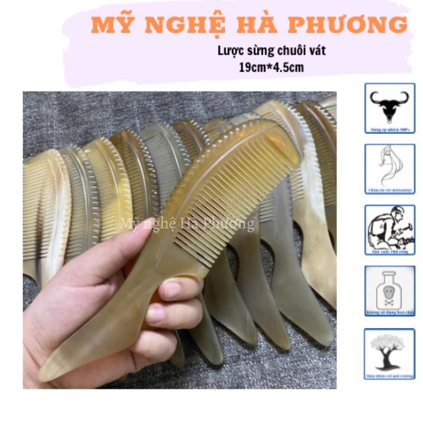 Lược sừng chuôi vát, chải tóc ngăn ngừa rụng tóc