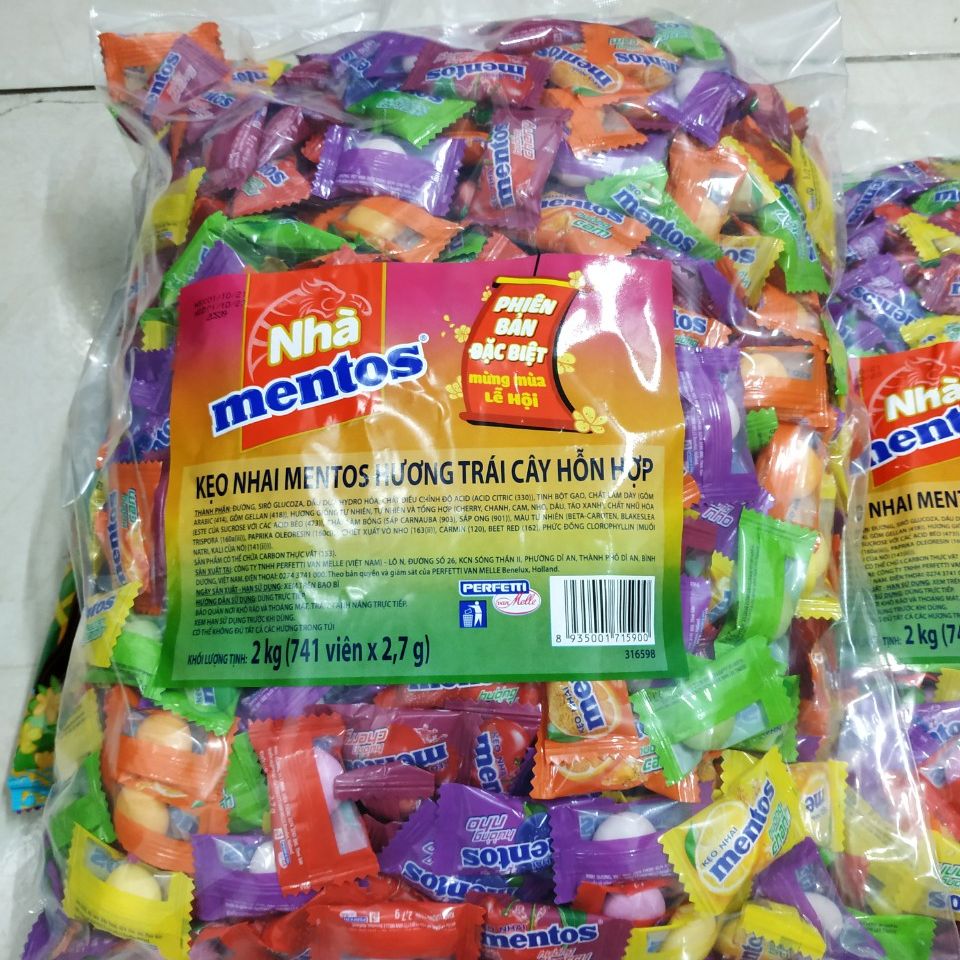 Siêu khủng - Kẹo nhai mentos hương trái cây gói 2kg hàng chính hãng