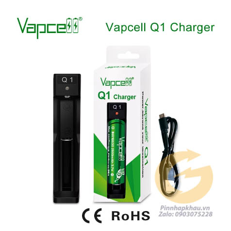 Bộ sạc 1 pin lithium li-ion 3.7v & 4.2v vapcell q1