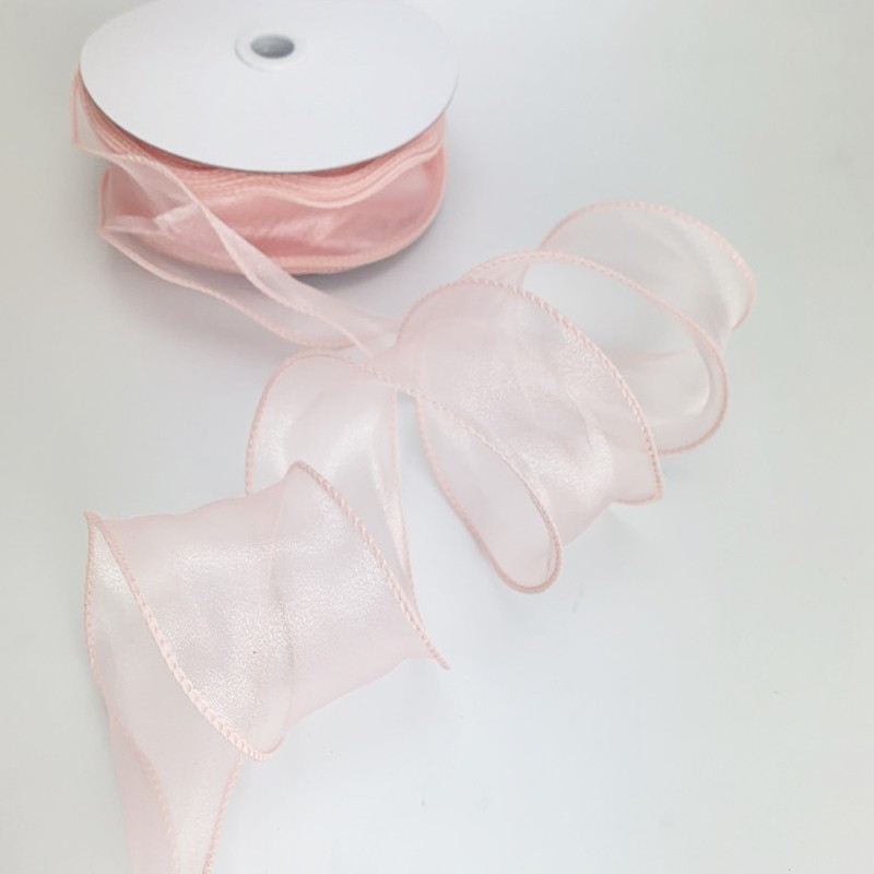 ( cuộn 9m) Ruy băng voan viền bèo hàn bản rộng 3,8-4cm cuộn 9m