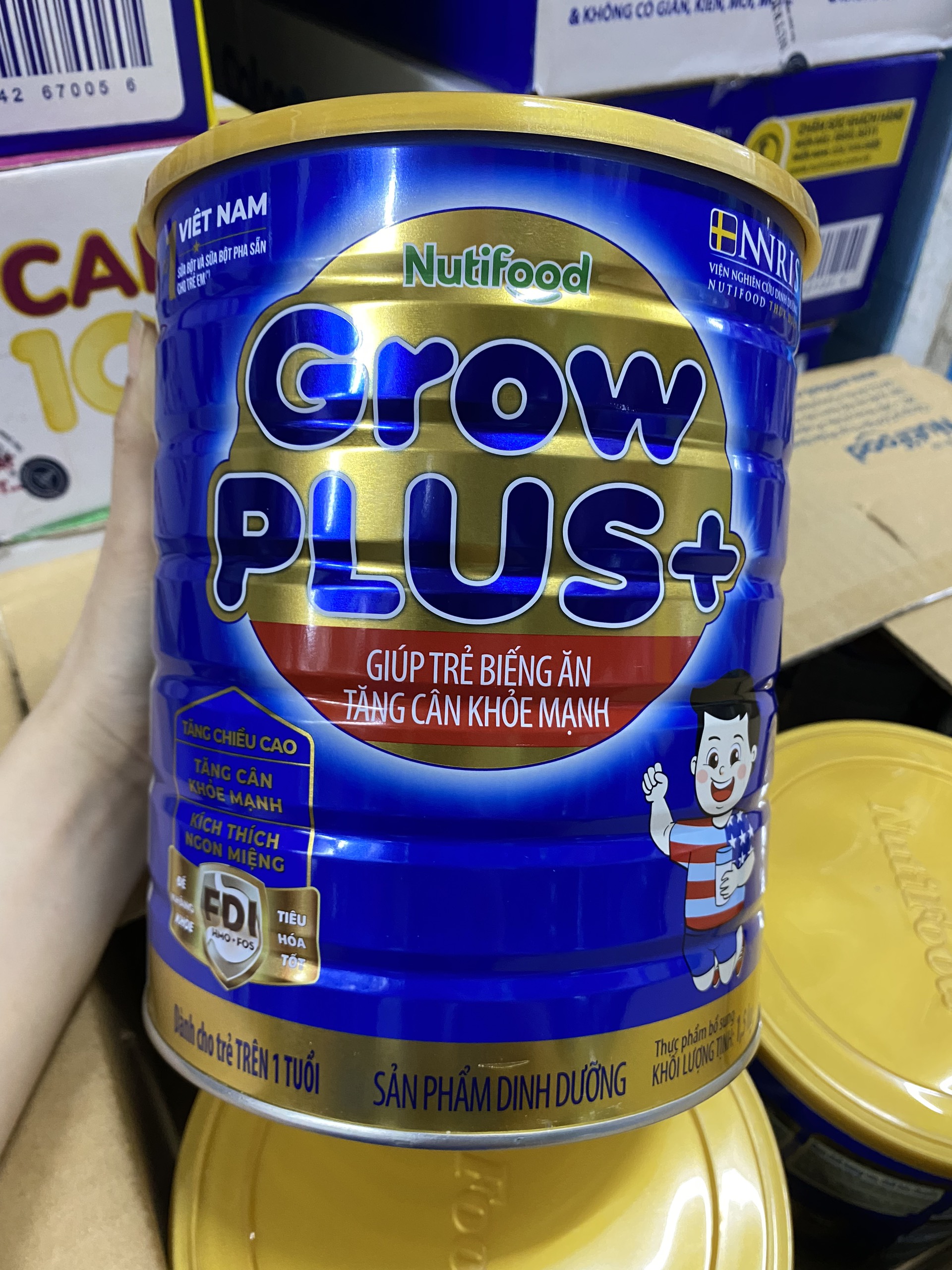 [MẪU MỚI] Sữa Bột Nutifood Grow Plus+ Xanh Hộp 1,5kg