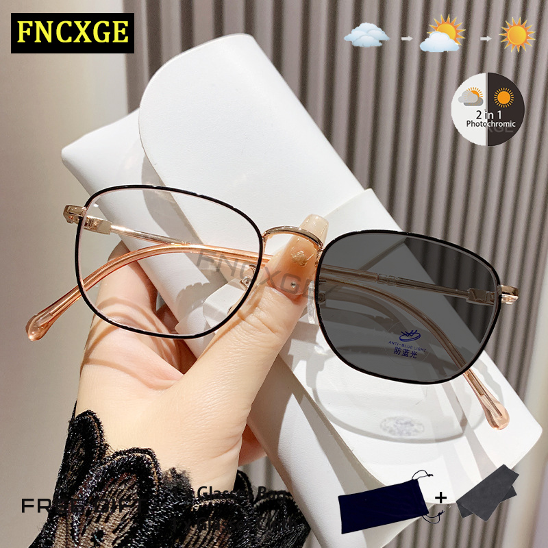 FNCXGE đổi màu kính lão đọc sách có độ +100~+400 nữ nam thời trang retro phong cách Tia Xanh Dương Chống Bức Xạ kính đổi màu khi ra nắng Kính Bảo Vệ Mắt unisex