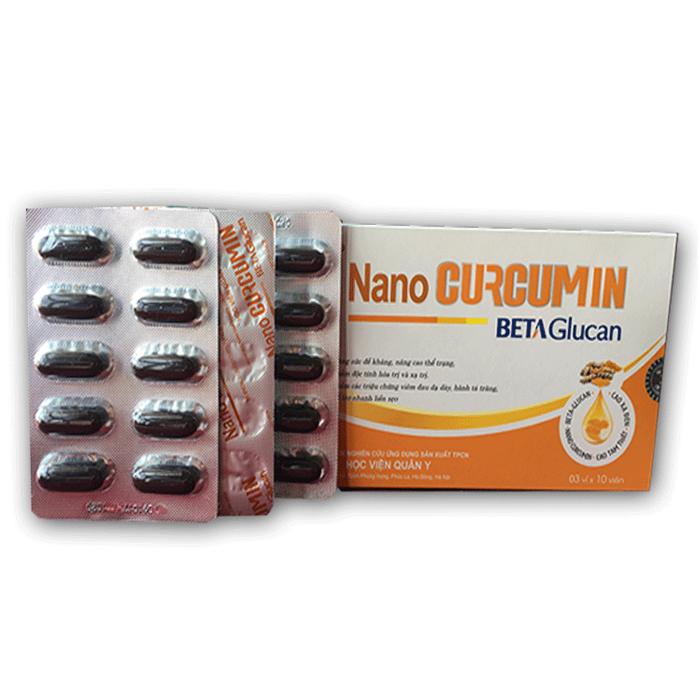 BỘ 3 HỘP NANO CURCUMIN Nghệ BETA Glucan hỗ trợ điều tr đau dạ dày Học viện quân Y