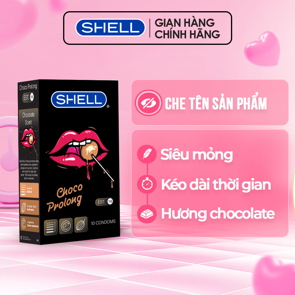 Bao cao su shell choco prolong hương chocolate - hộp 10 cái | shell chính hãng