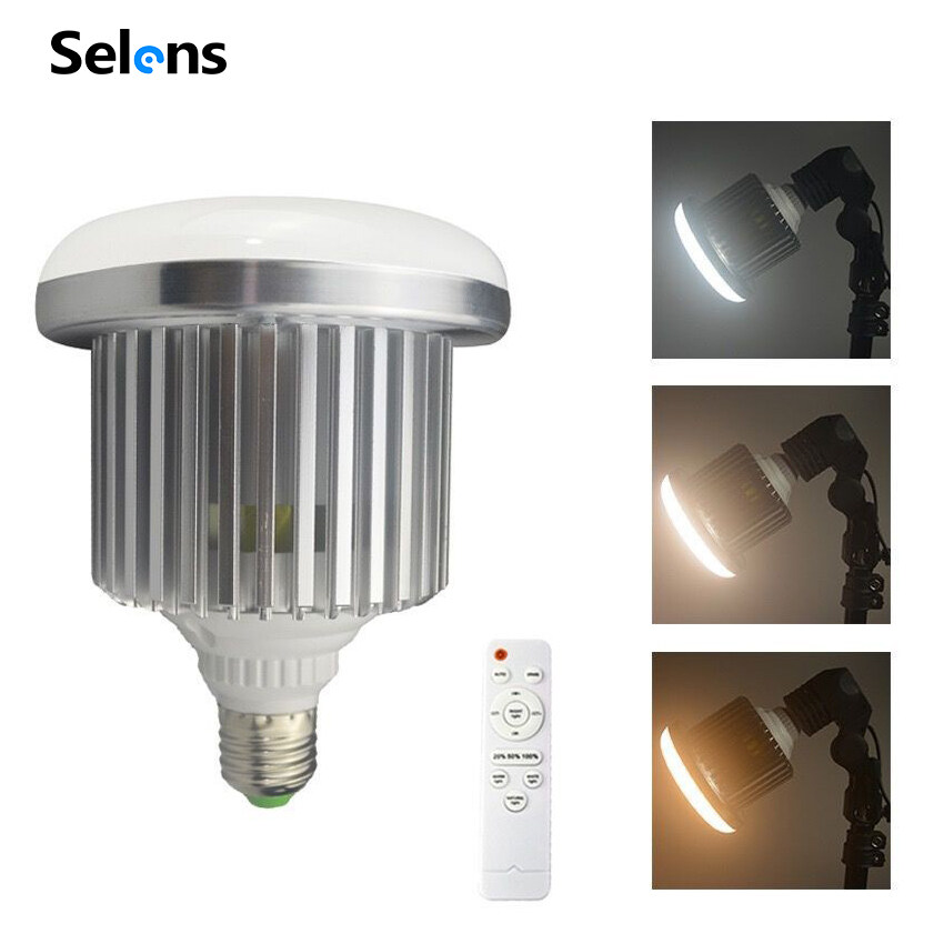 Selens Đèn LED E27 105W 5500K-3200K có thể điều chỉnh độ sáng kèm điều khiển từ xa tiết kiệm năng lượng hỗ trợ chụp ảnh nghệ thuật giá tốt - INTL