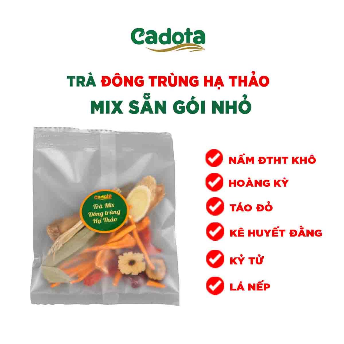 Trà Đông Trùng Hạ Thảo Mix sẵn CADOTA, bồi bổ cơ thể, dưỡng nhan, tăng sức đề kháng