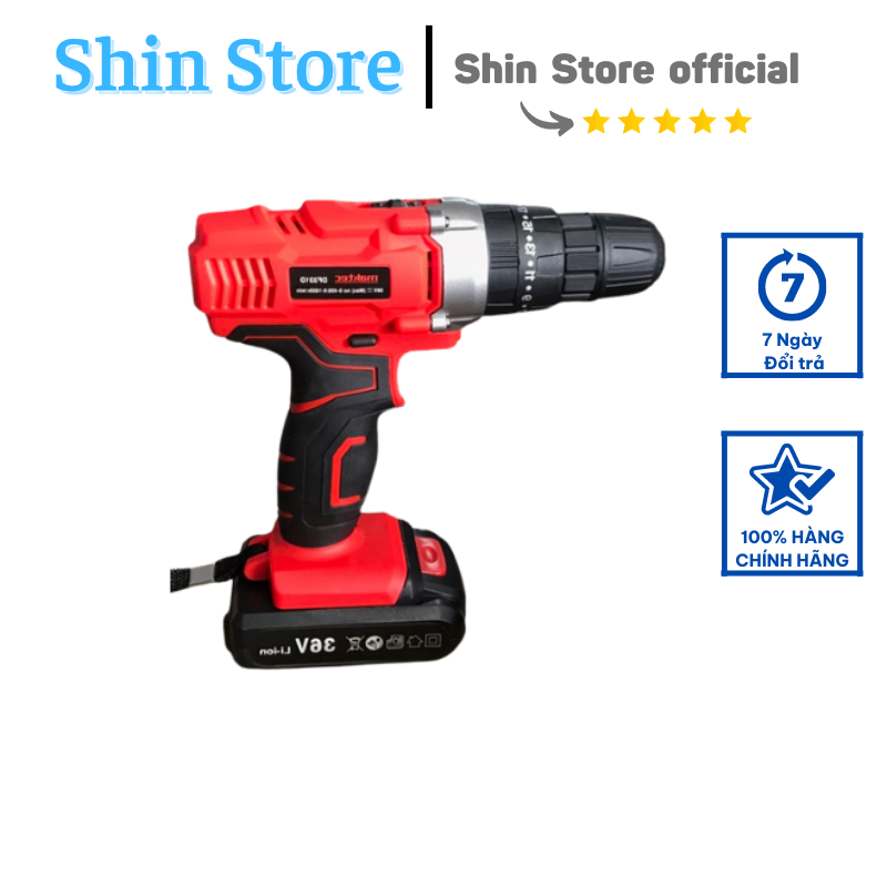 Máy khoan pin maktec 36v 3 chức năng có phụ kiện -shinstore