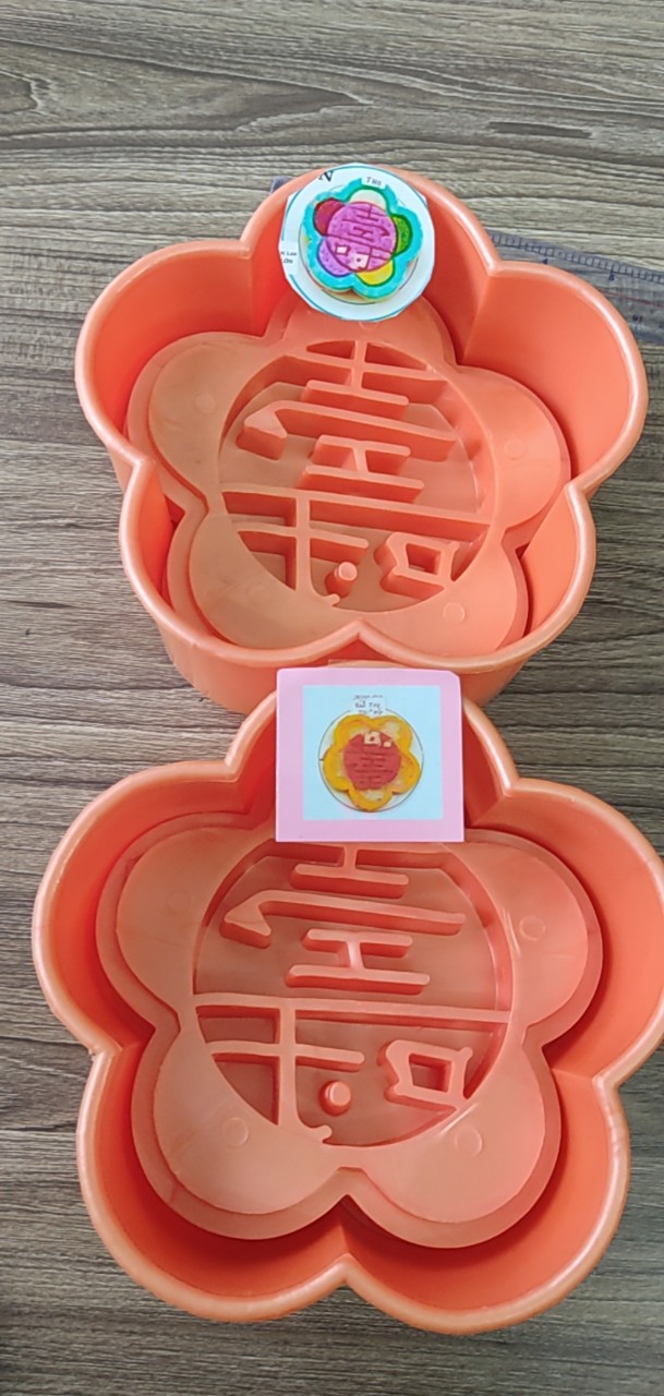 Khuôn xôi bông mai hình hoa- chữ song hỷ 16 cm - ngọc lan
