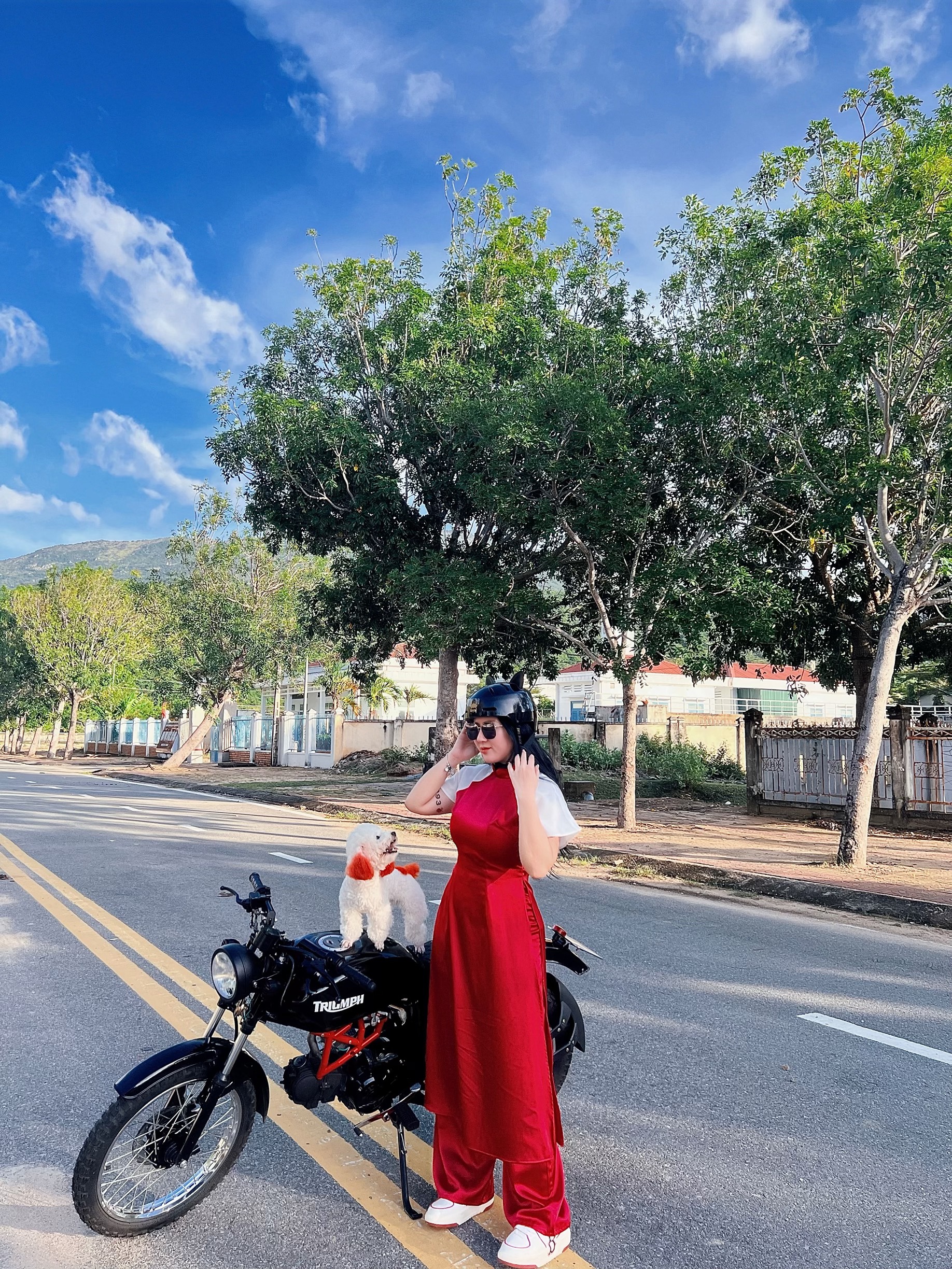 Áo dài cách tân cổ tàu tone đỏ trắng sang chảnh s147 🍎 🍎 🍎
