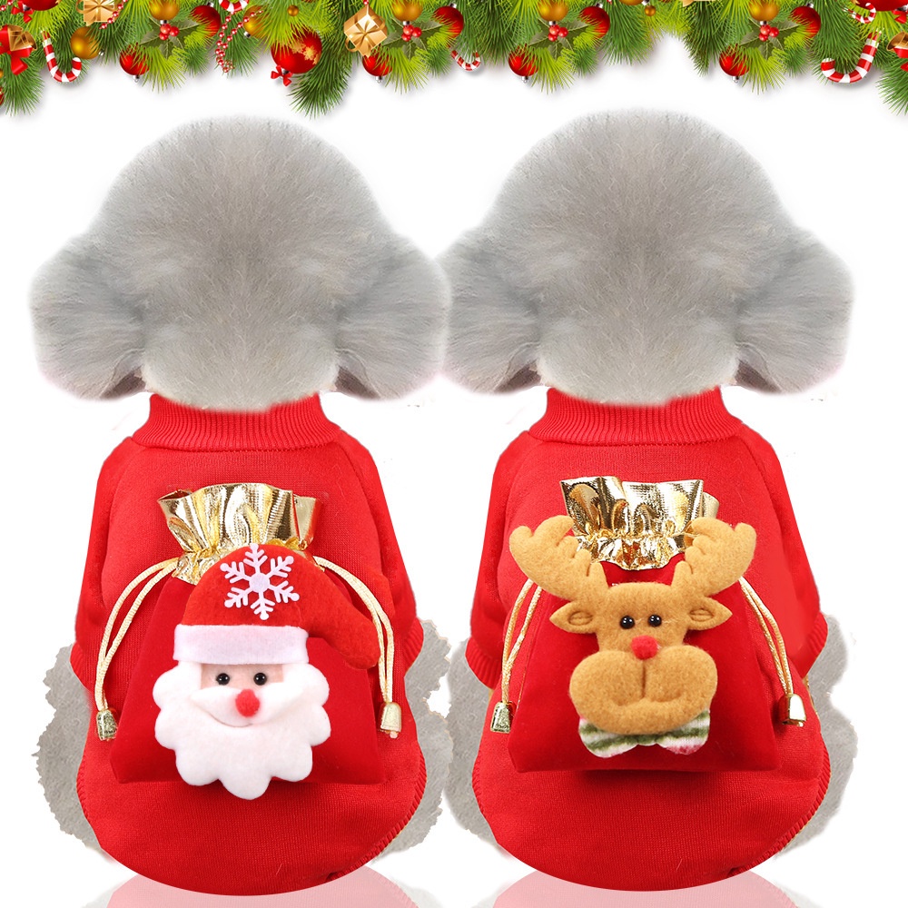 Áo nỉ không mũ có hình ông già Noel và tuần lộc trên lưng