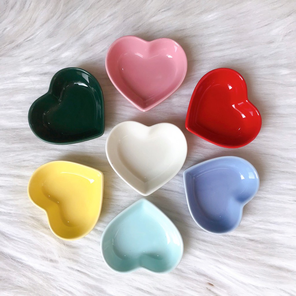 Chén Sứ Bát Sứ Bát Đĩa🍲 Decor 🍲Bàn Ăn Dễ Thương Hình Trái Tim Đựng Nước Chấm Mini Nhiều Màu B21