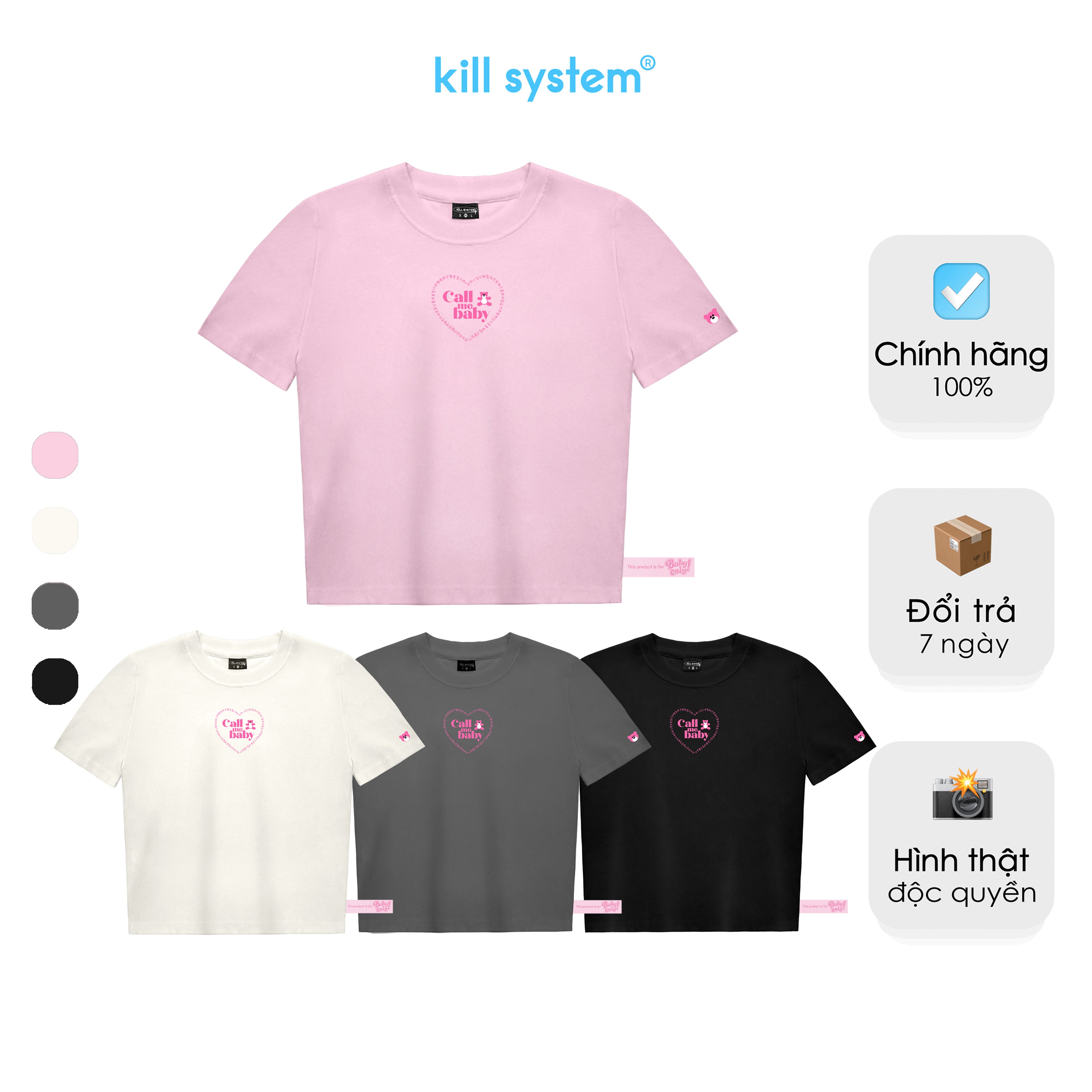 Áo thun form baby tee hình trái tim Call Me Baby Killsystem