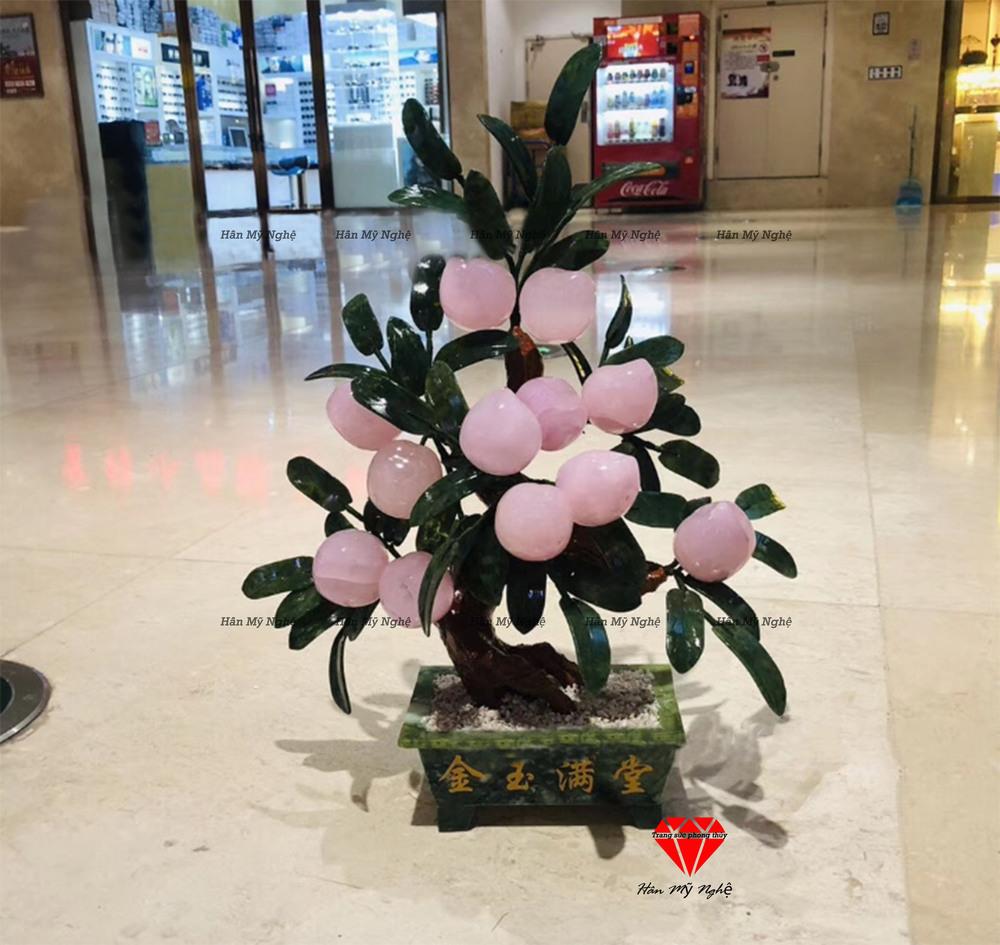 [FreeshipMAX] cây đào đá thạch anh hồng 12 quả [handmade]