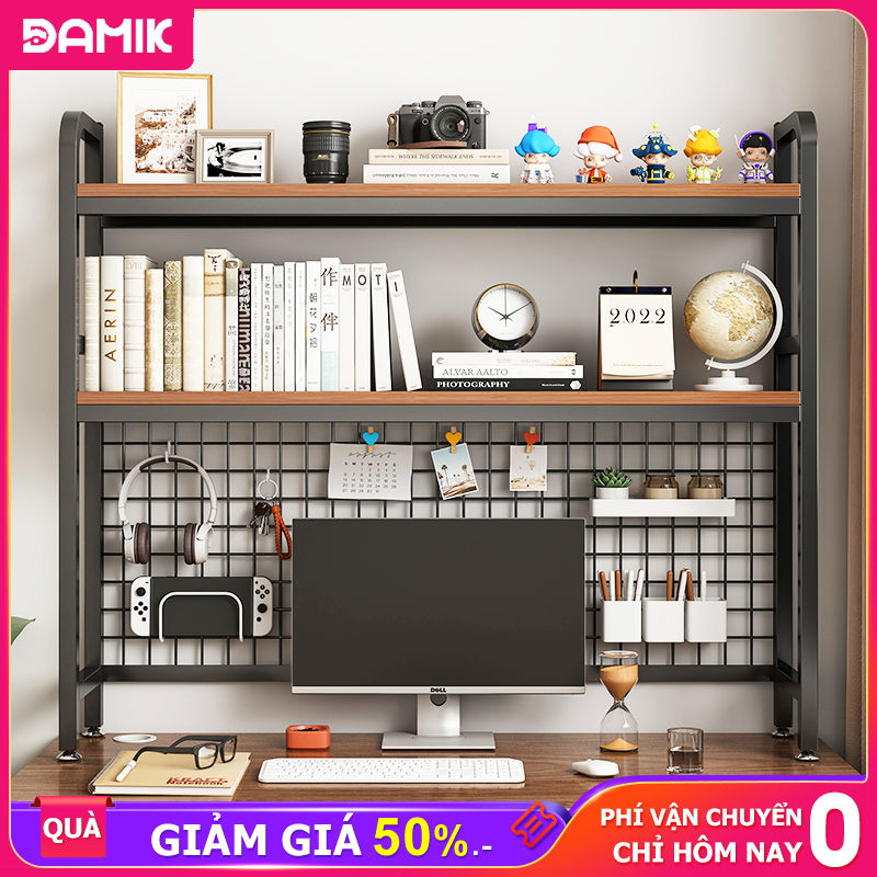 DAMIK Kệ để màn hình máy tính Kệ đựng sách vở để bàn làm việc tiết kiệm gian phía trên bàn làm việc