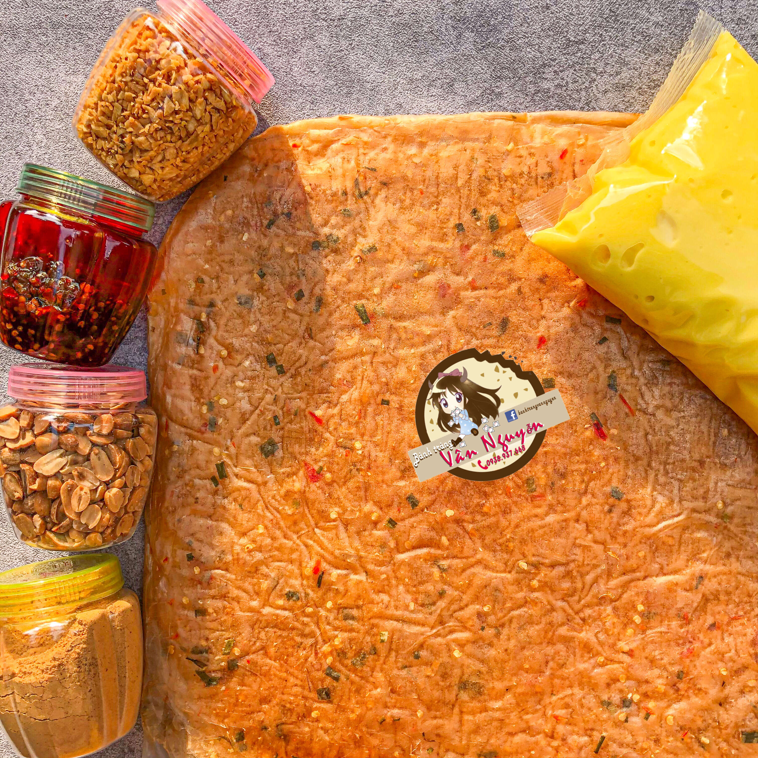 COMBO 500gr bánh tráng dẻo ớt phơi sương cuốn bơ trứng gà tỏi phi sa tế đậu phộng. Bánh tráng Vân Nguyễn