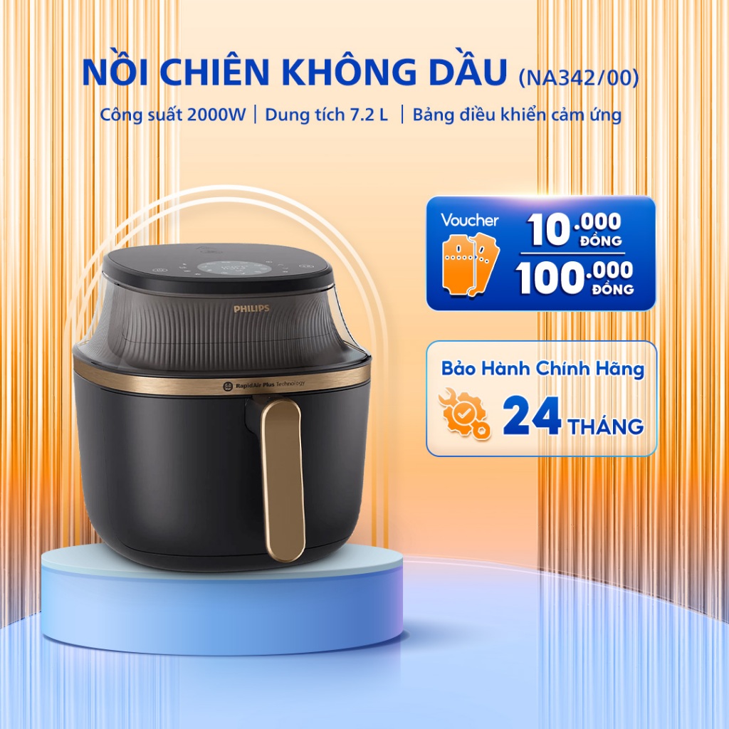 Nồi chiên không dầu Philips NA342/00 - Dung tích 7.2 lít - Điều khiển cảm ứng - Bảo hành 24 tháng