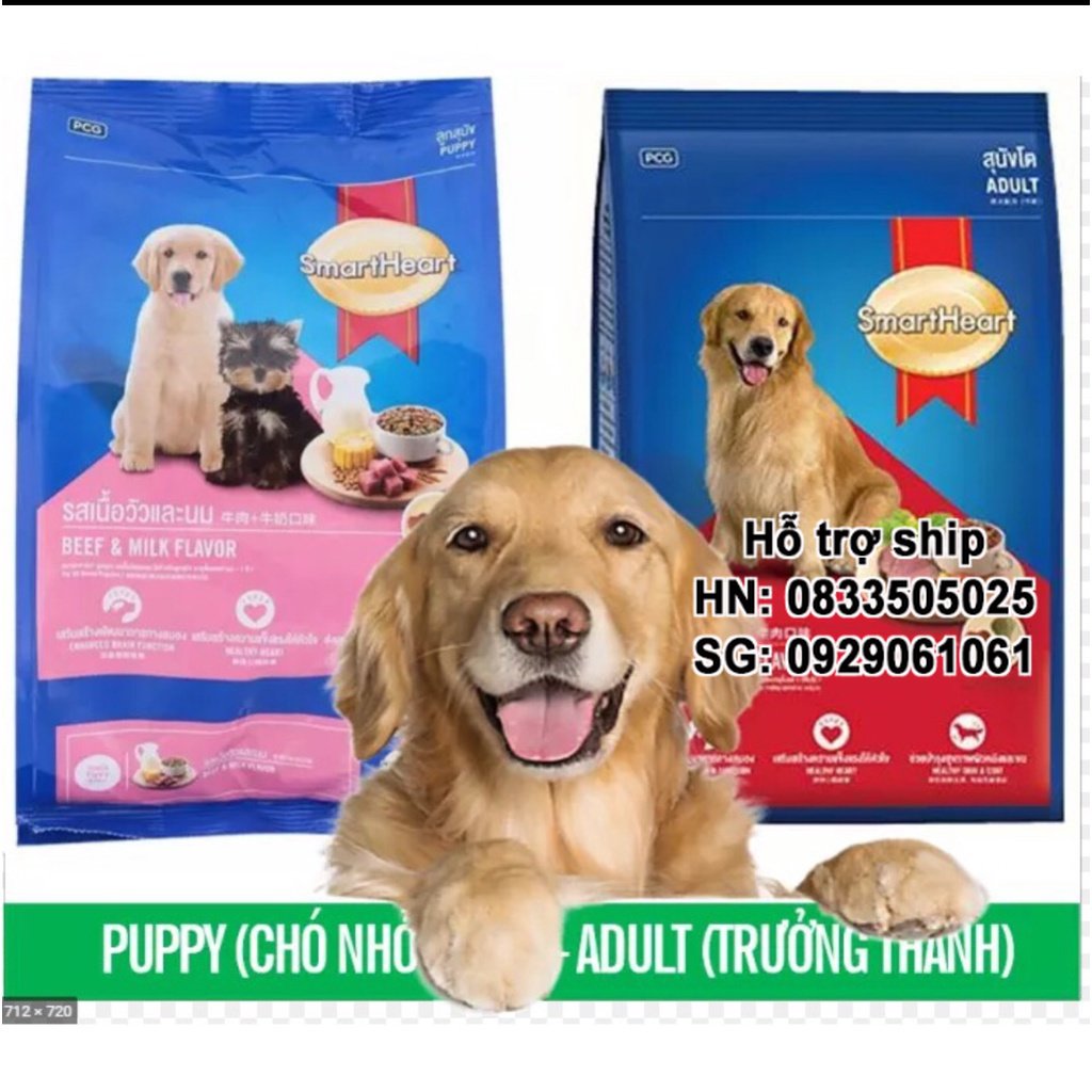 Hanpet - Thức ăn dành cho chó nhỏ vị bò nướng và sữa - Smartheart Puppy gói 400g Cung cấp dinh dưỡng tăng cường hệ miễn dịch