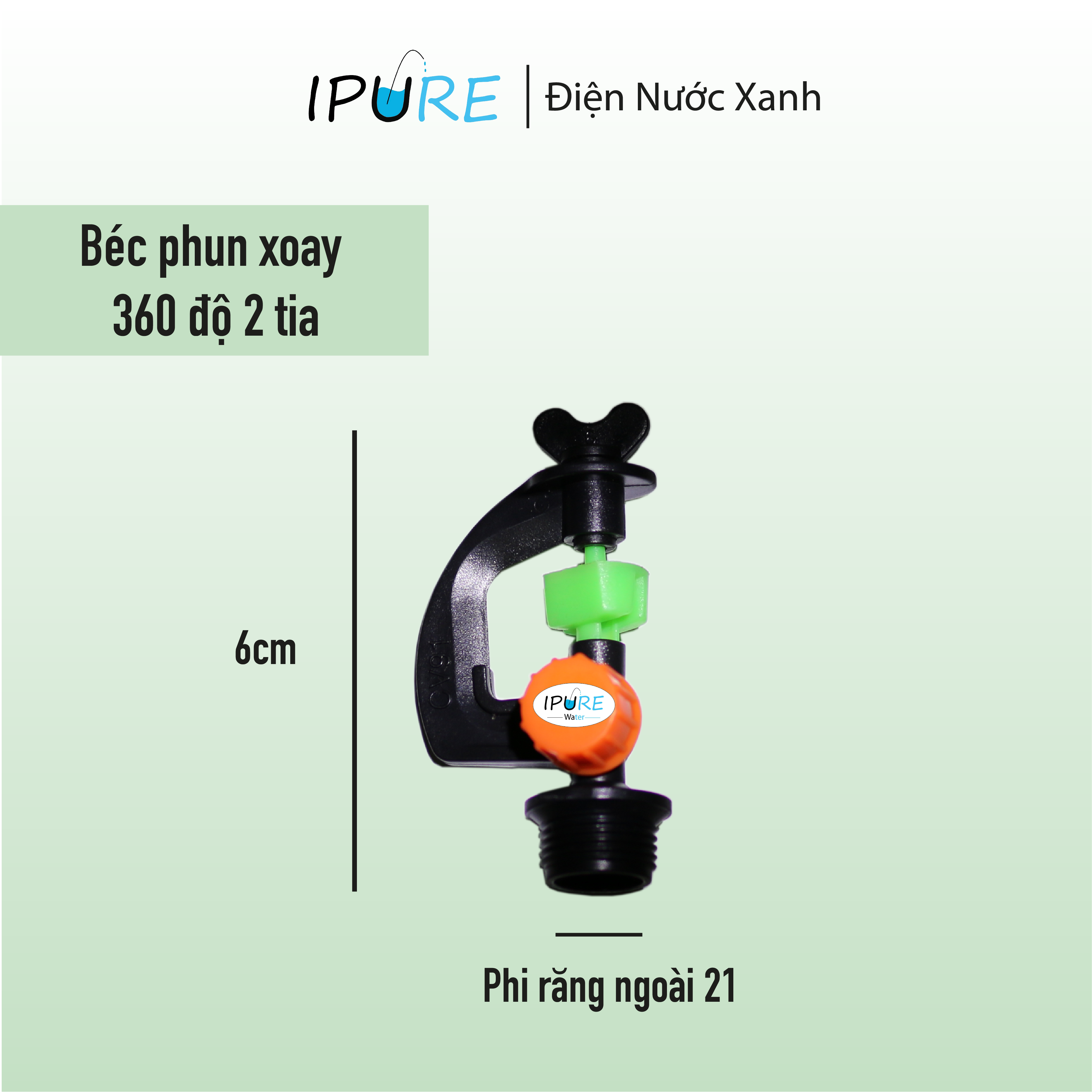 Combo 5 cái Béc tưới cây DNX IPURE Béc phun mưa chân ren ngoài phi 17 có van điều đỉnh xoay 360 độ